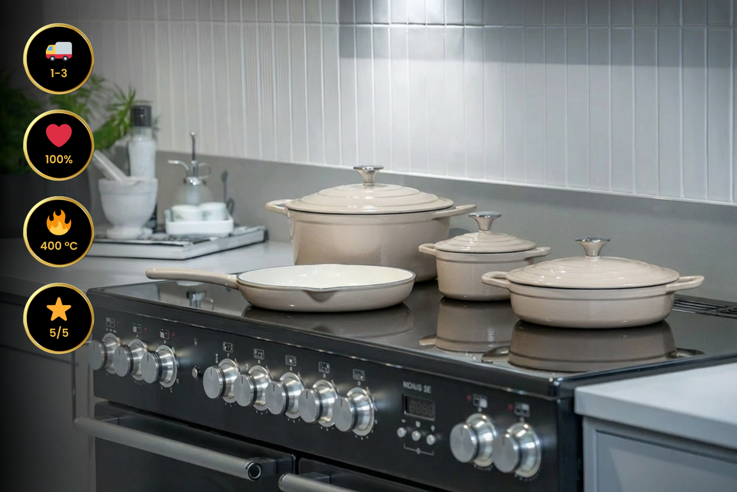 CS Solingen - Zestaw garnków żeliwnych – 7 elementów