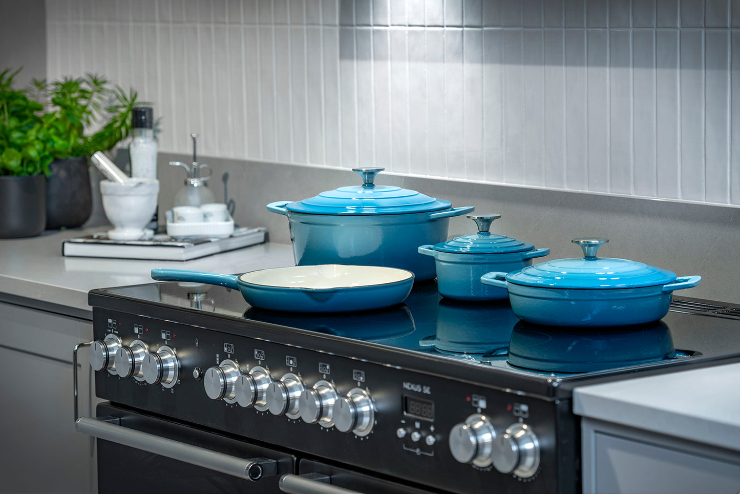 Cs Solingen Xanten żeliwny garnek niebieski - 26 cm | garnek żeliwny