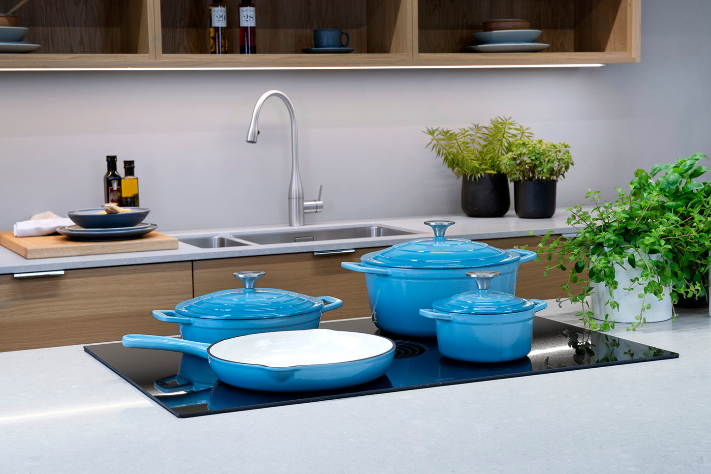 Cs Solingen Xanten żeliwny garnek niebieski - 26 cm | garnek żeliwny